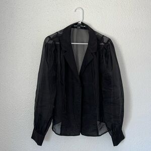 Sheer Black Button Up